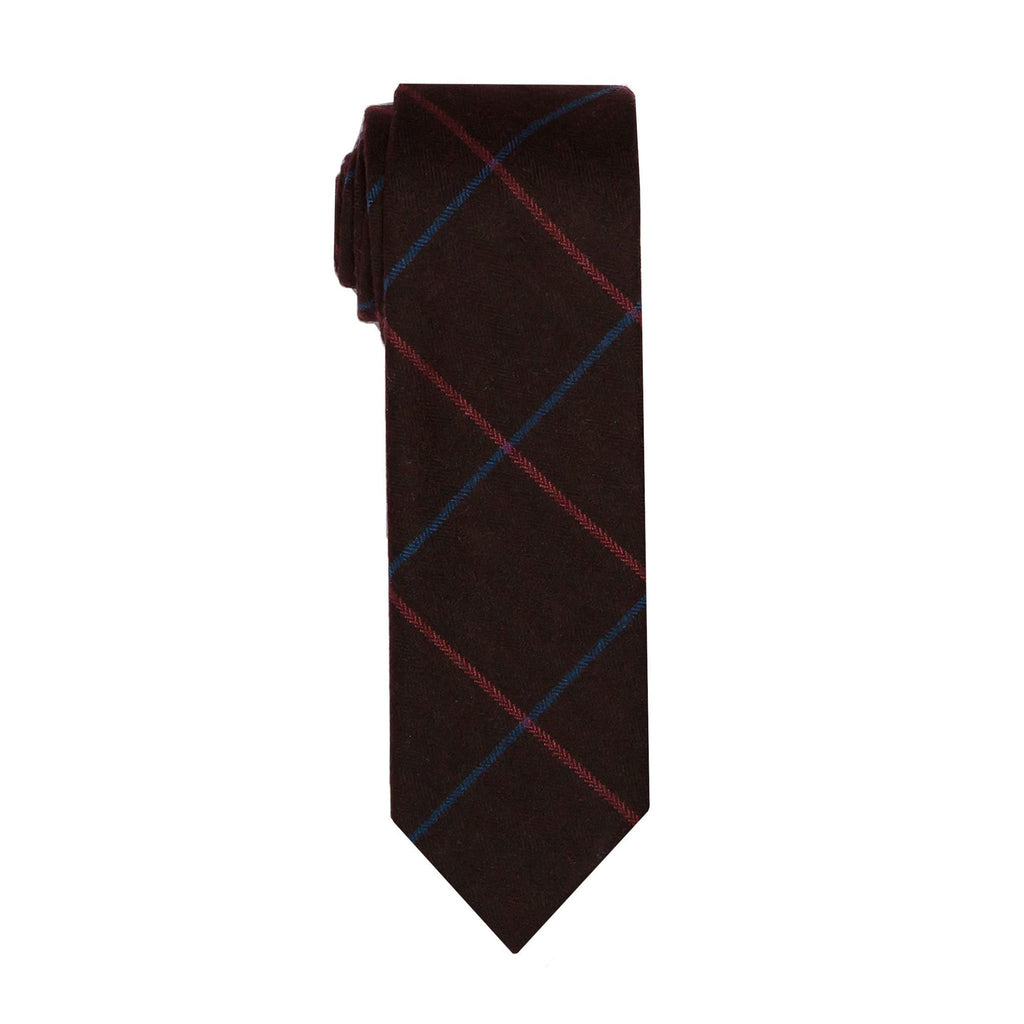 Ties - Burgundy Windowpane Cotton Tie (Wall Street)