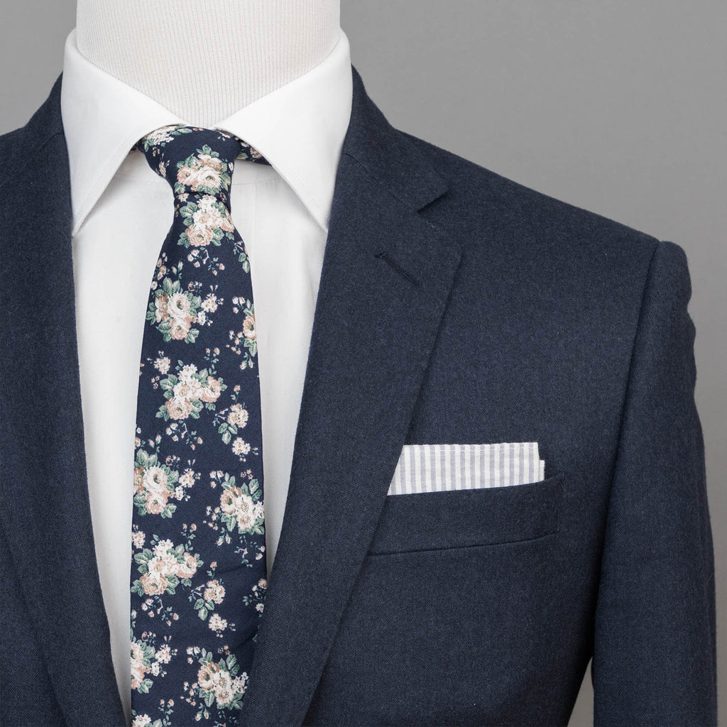 Ties - Blue Floral Cotton Tie