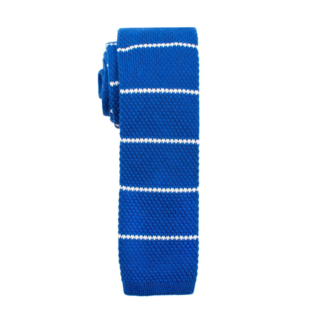 Ties - Blue Stripe Cotton Knit Tie (Brooklyn)